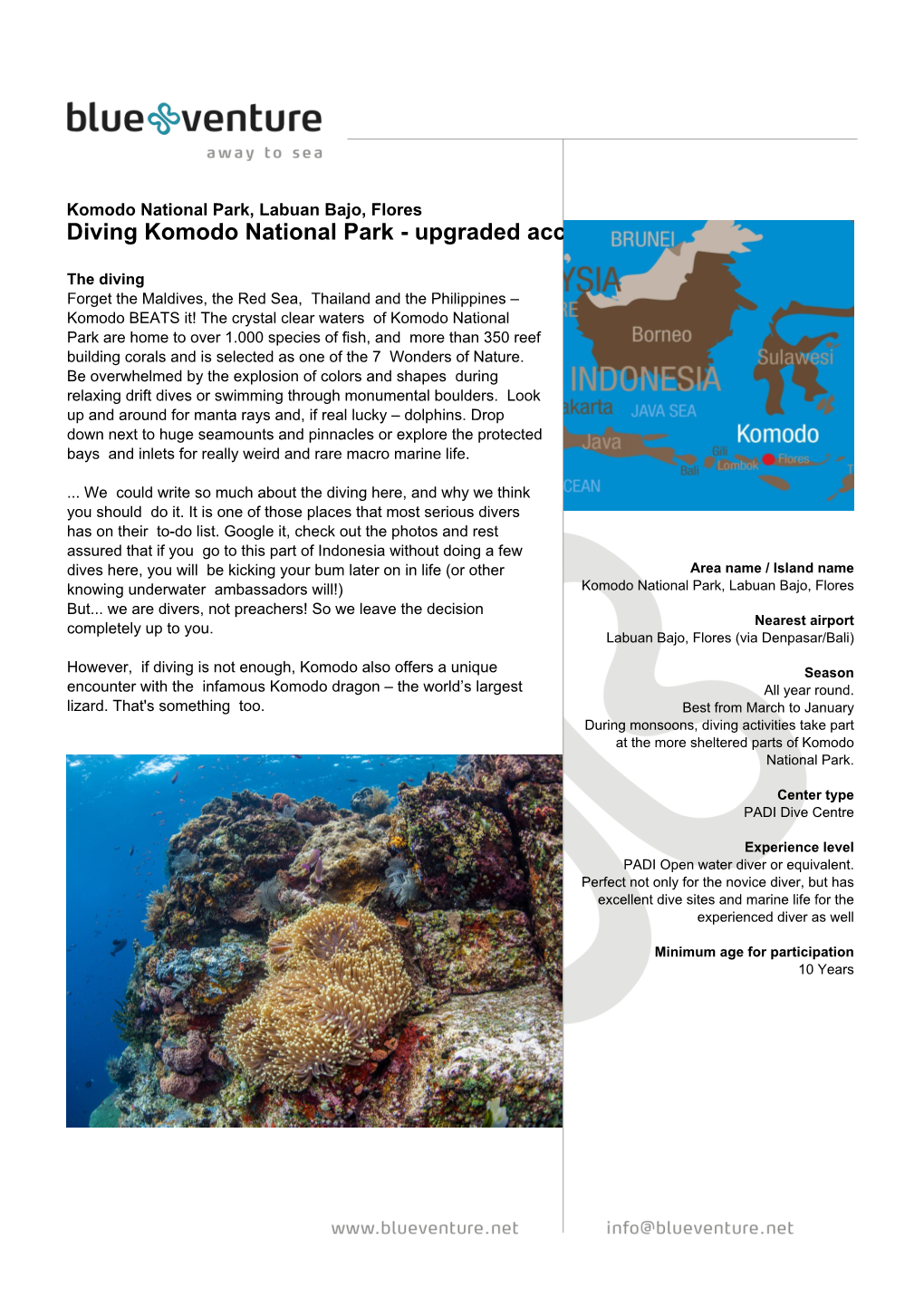 Blue Venture Diving Brochure