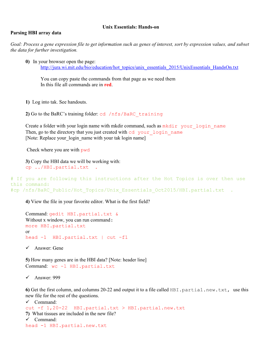 Unix Essentials: Hands-On Parsing HBI Array Data