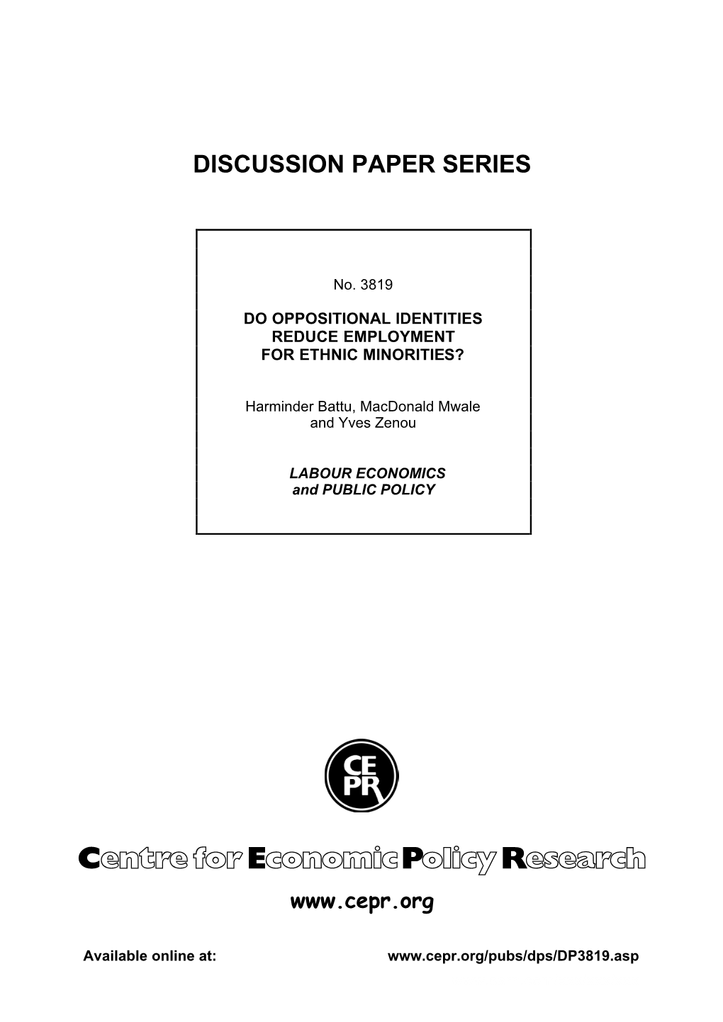 Do Oppositional Identities Reduce Employment for Ethnic Minorities?