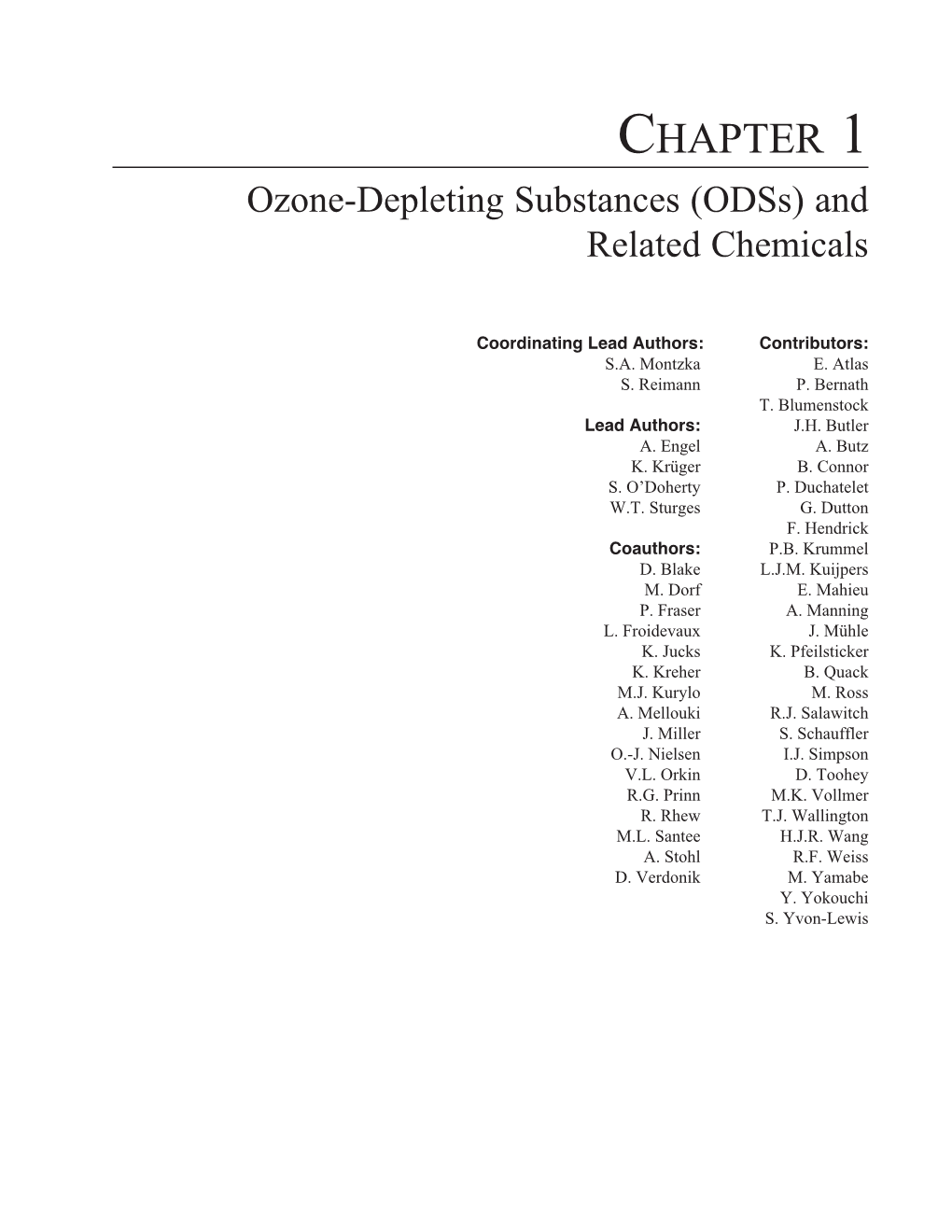 Chapter 1 Ozone-Depleting Substances (Odss) and Related Chemicals