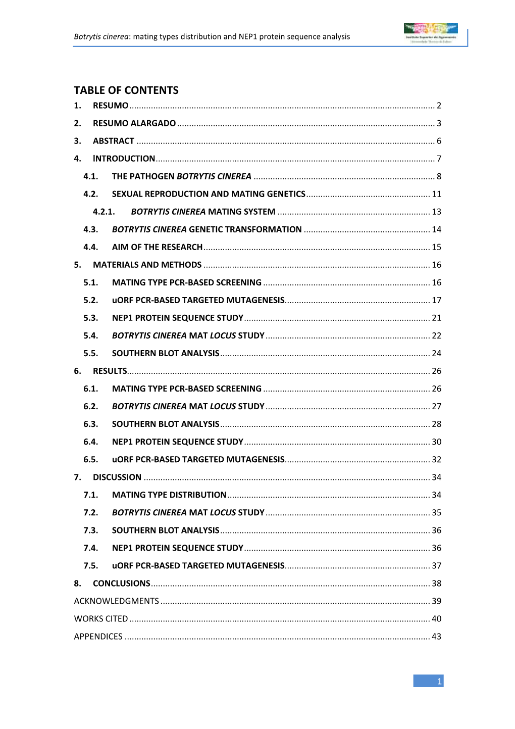 Table of Contents 1