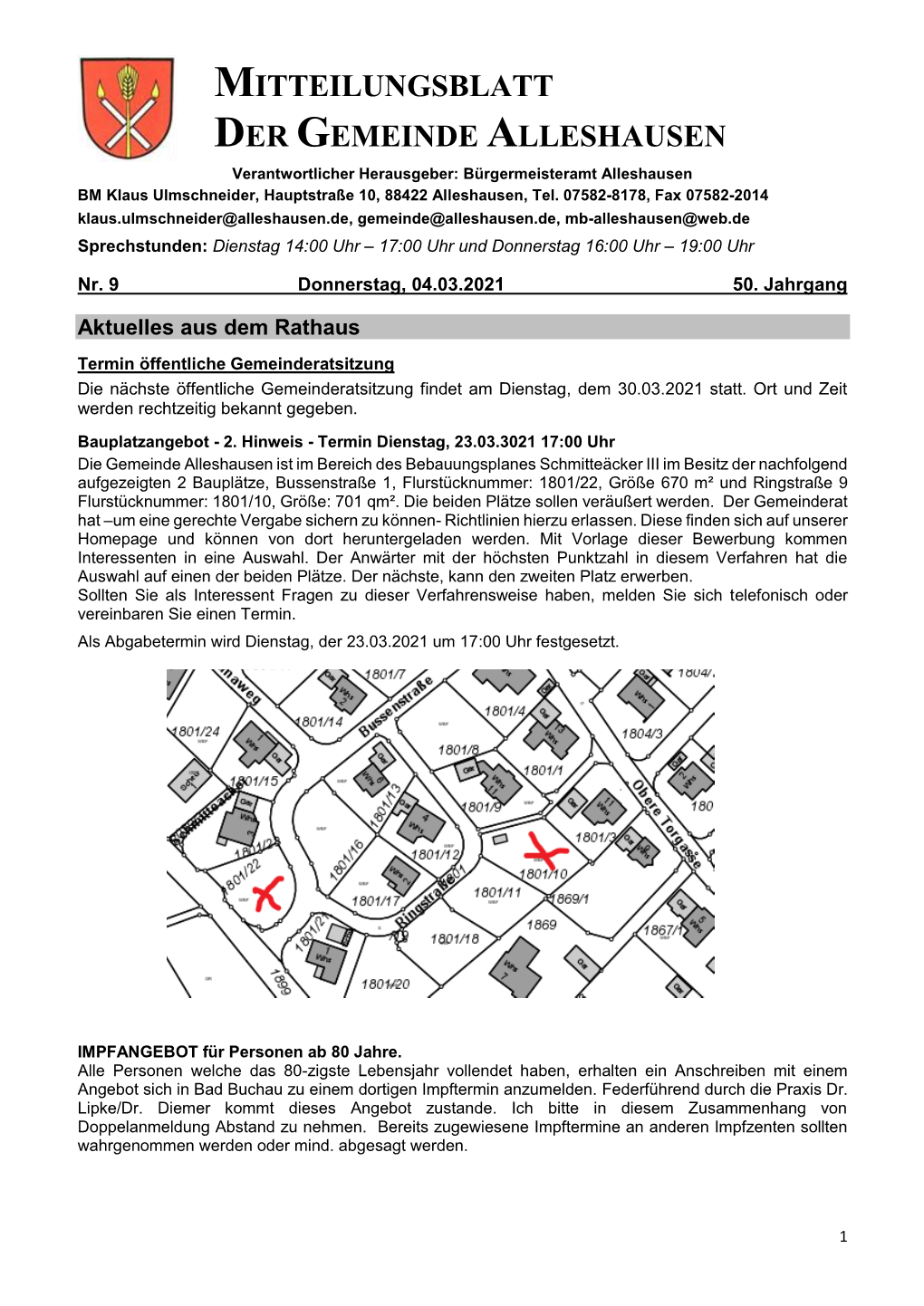 Mitteilungsblatt Der Gemeinde Alleshausen