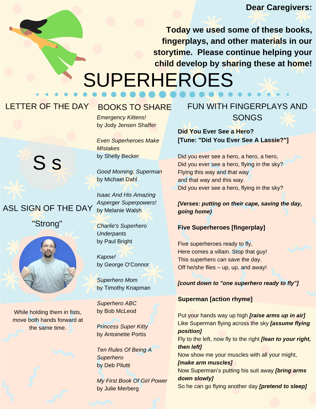 Superhero Storytime Handout