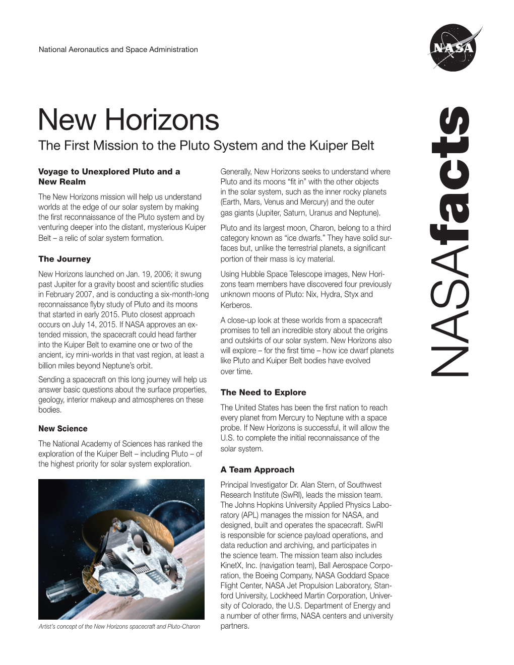 New Horizons Spacecraft and Pluto-Charon Partners