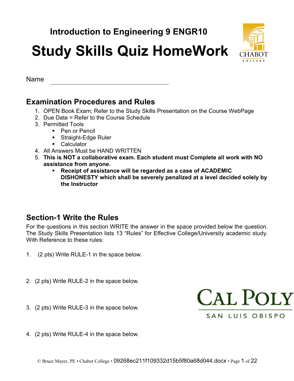 Examination Procedures and Rules