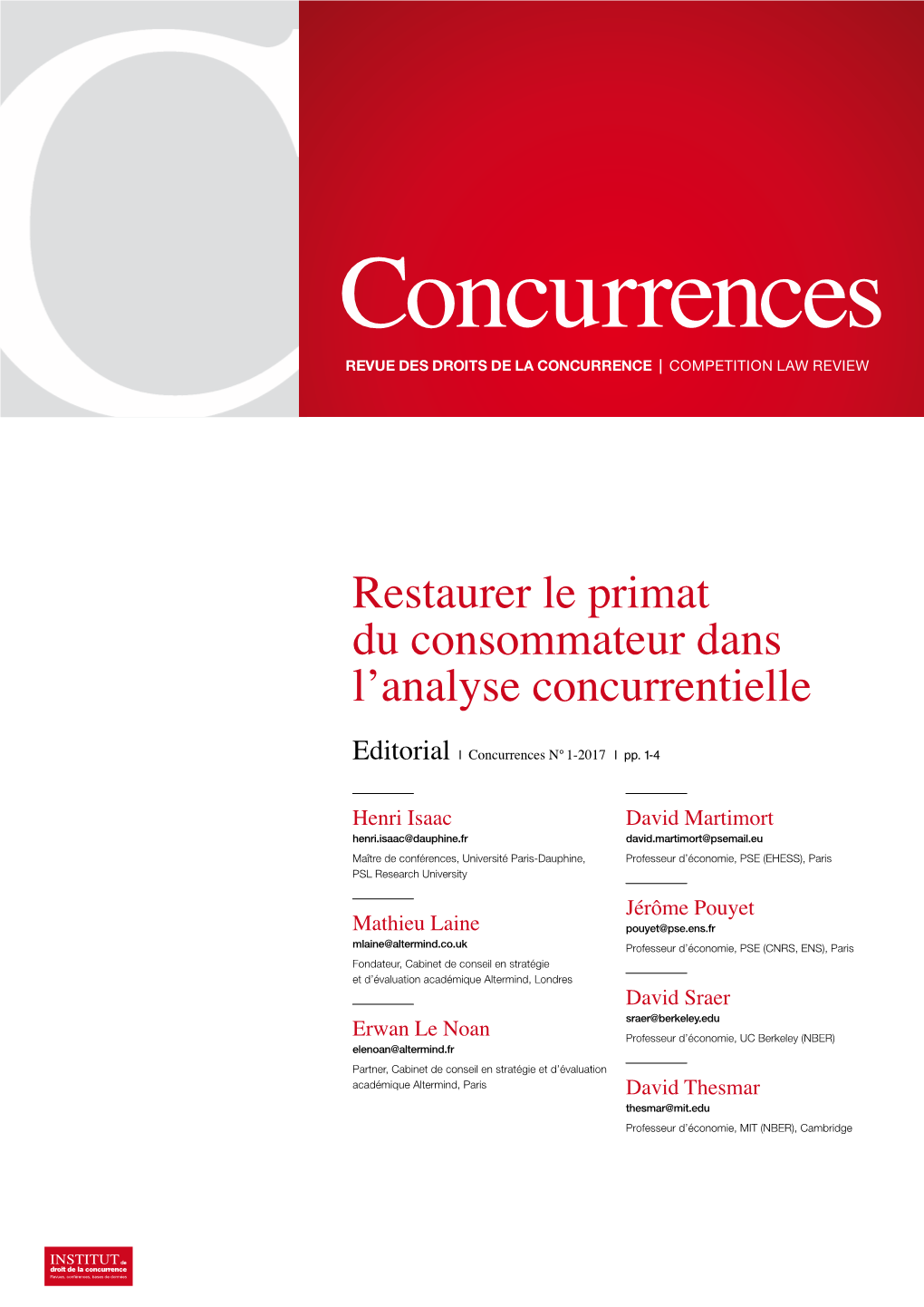 Concurrences Revue Des Droits De La Concurrence | Competition Law Review