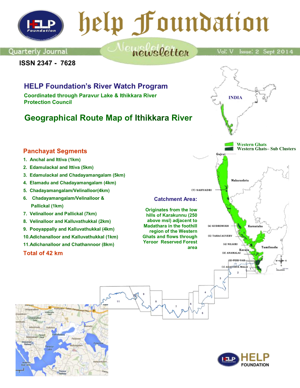 Geographical Route Map of Ithikkara River