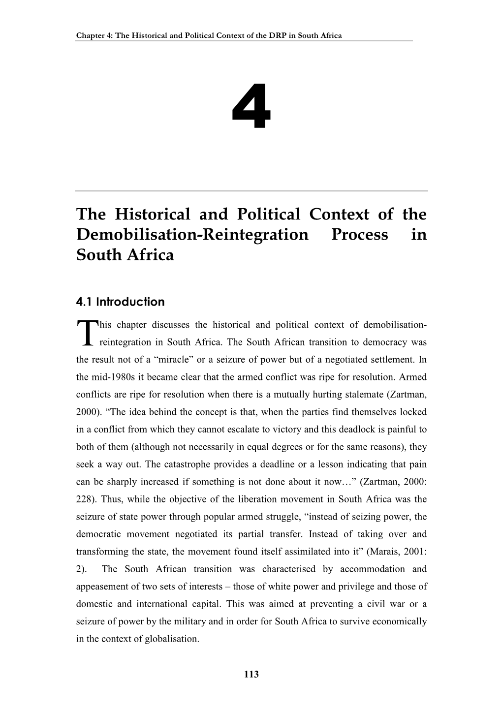 The Historical and Political Context of the Demobilisation-Reintegration Process in South Africa