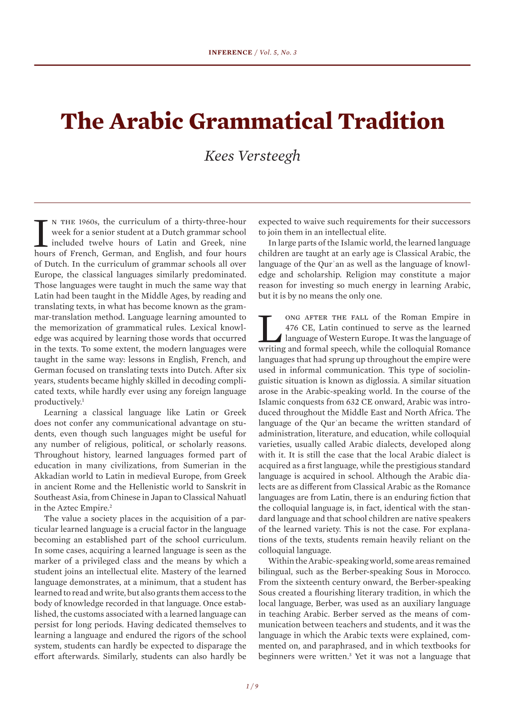 The Arabic Grammatical Tradition Kees Versteegh