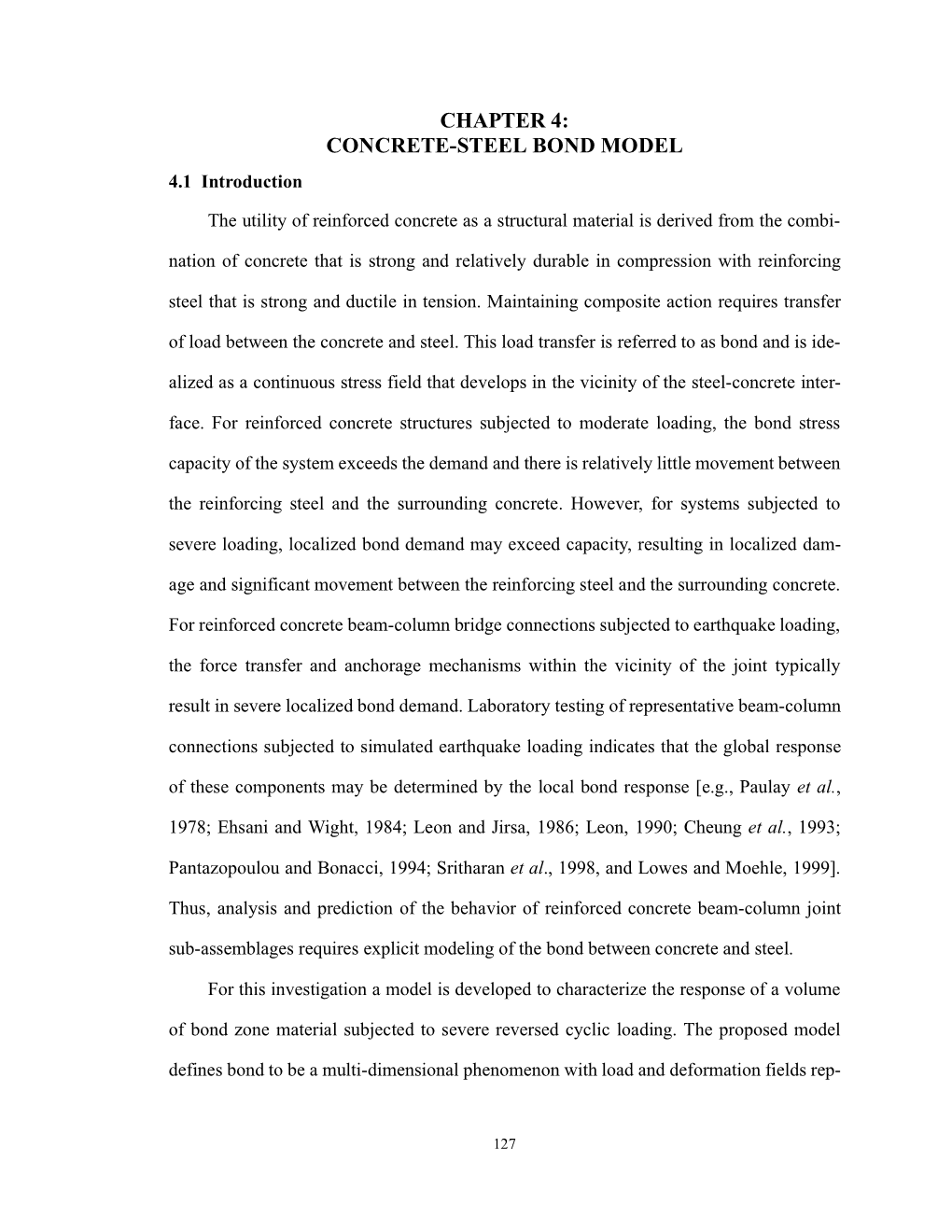 CHAPTER 4: CONCRETE-STEEL BOND MODEL 4.1 Introduction