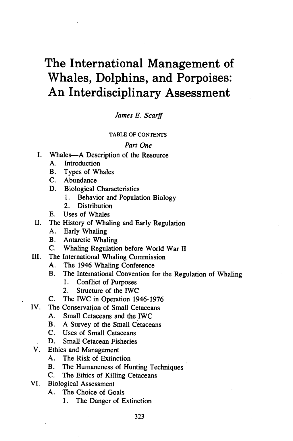 The International Management of Whales, Dolphins, and Porpoises: an Interdisciplinary Assessment