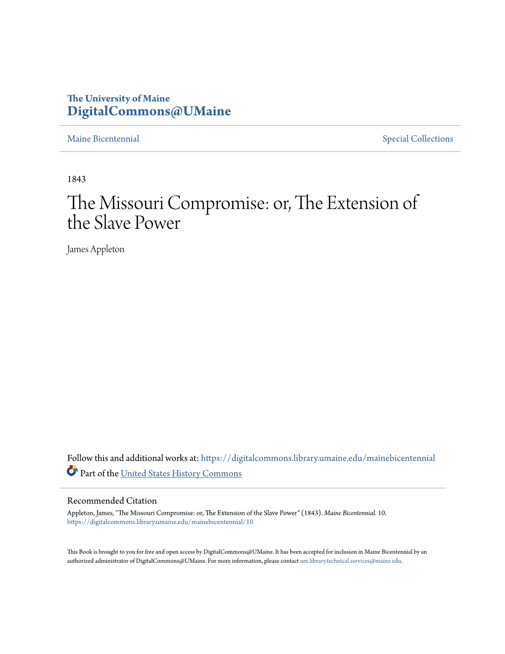 The Missouri Compromise