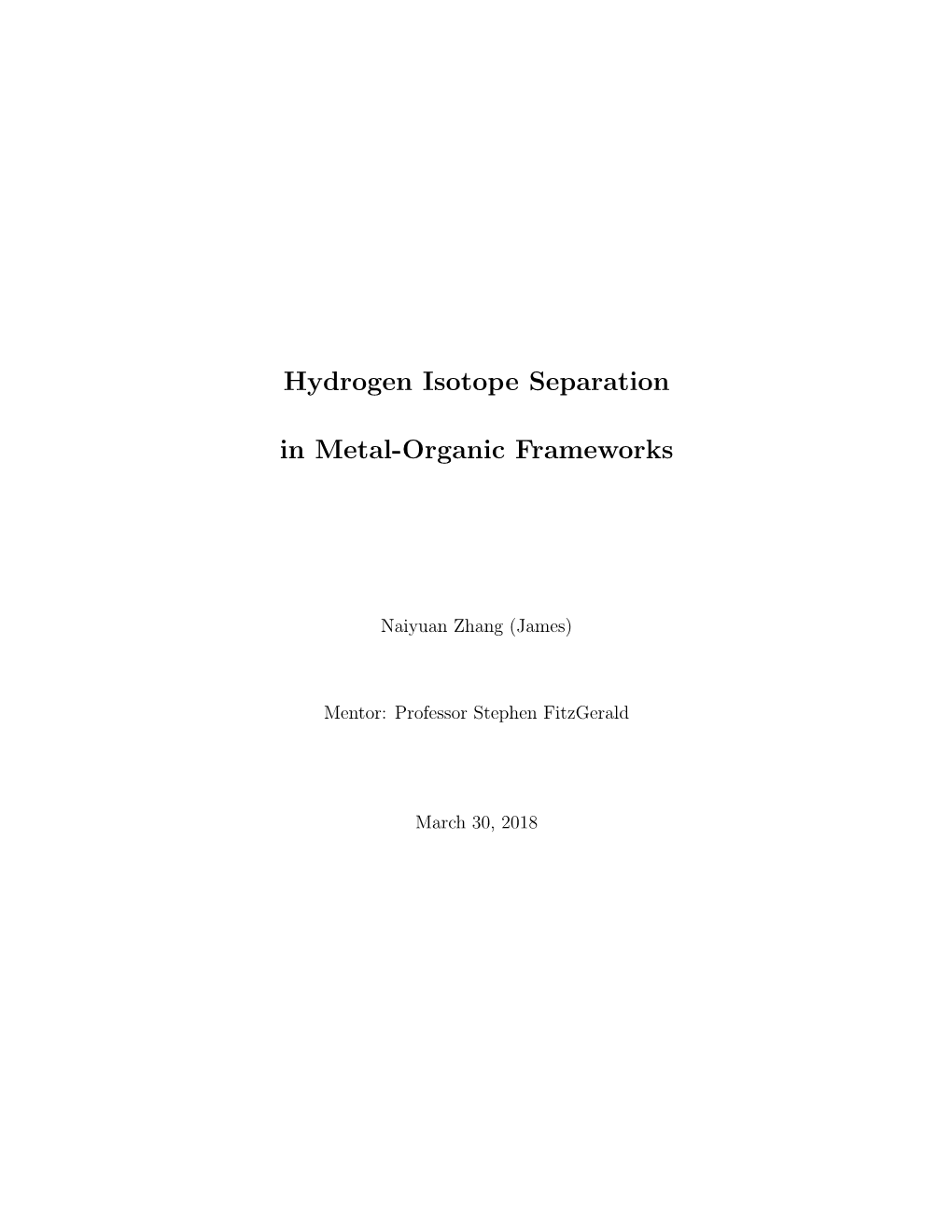 Hydrogen Isotope Separation in Metal-Organic Frameworks