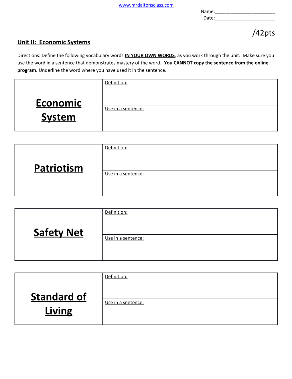 Unit II: Economic Systems