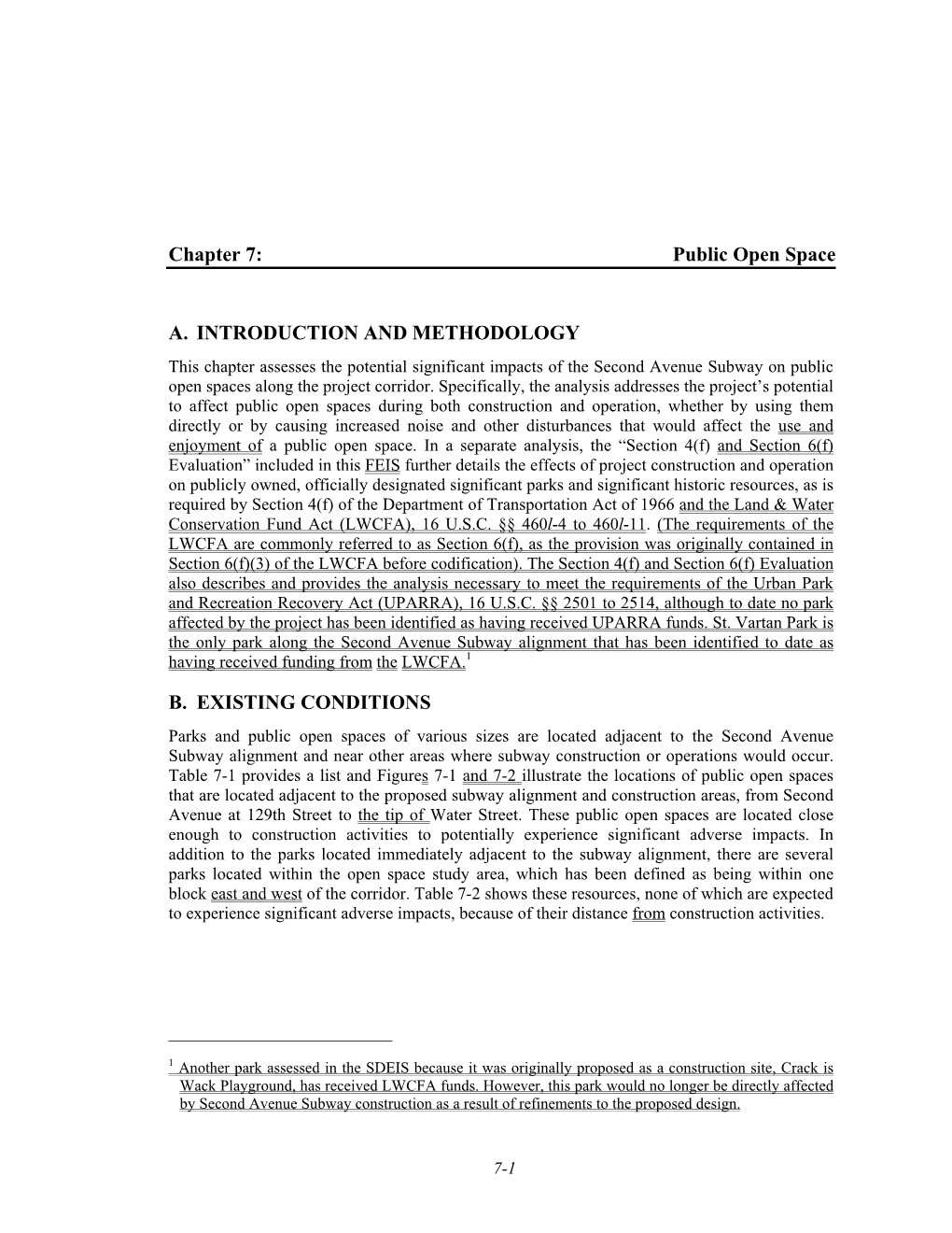 Chapter 7: Public Open Space A. INTRODUCTION AND