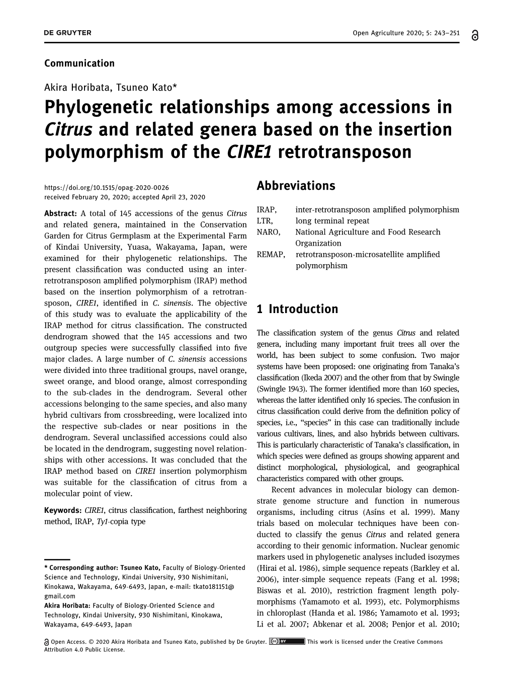 Phylogenetic Relationships Among Accessions in Citrus and Related