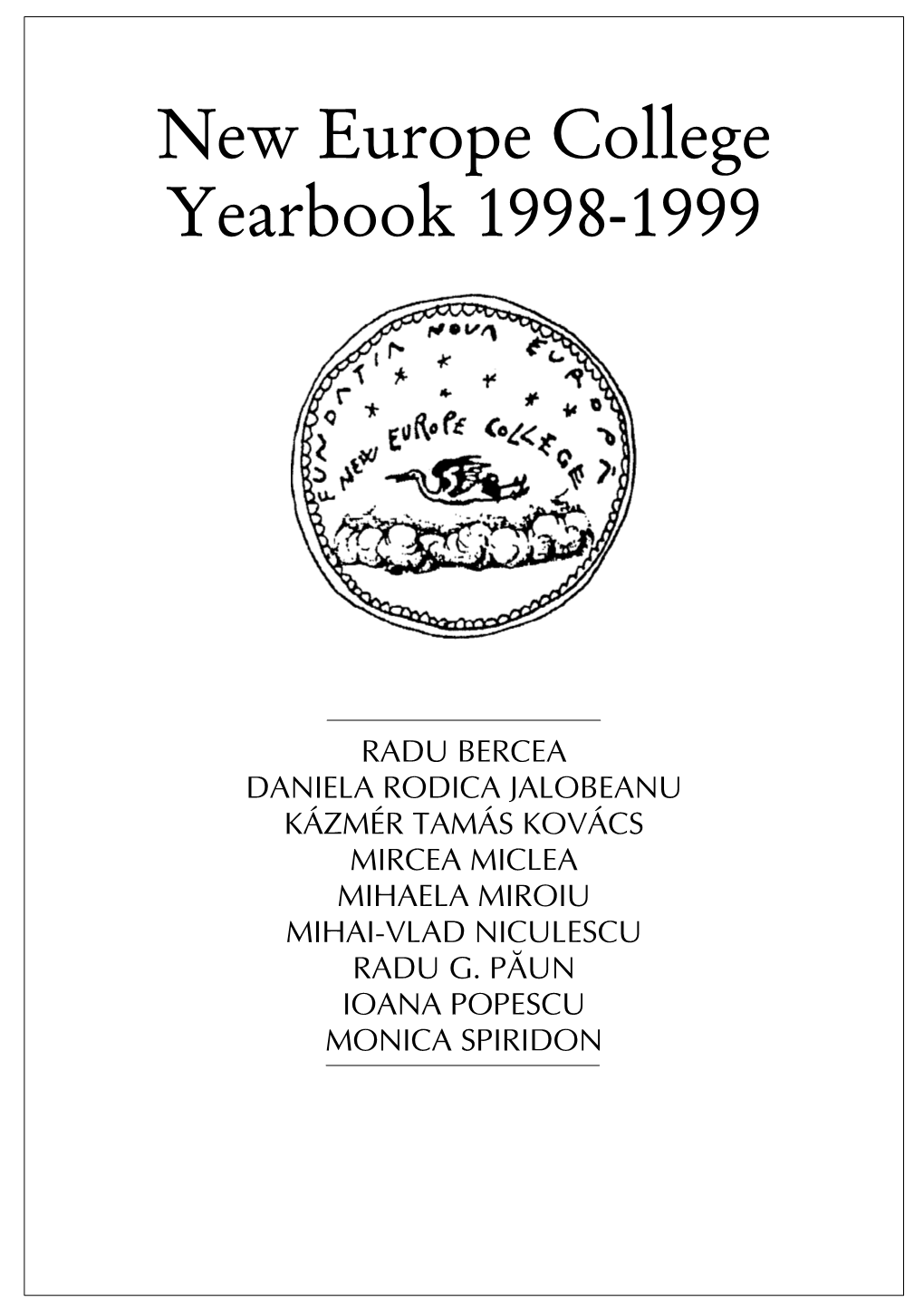 New Europe College Yearbook 1998-1999