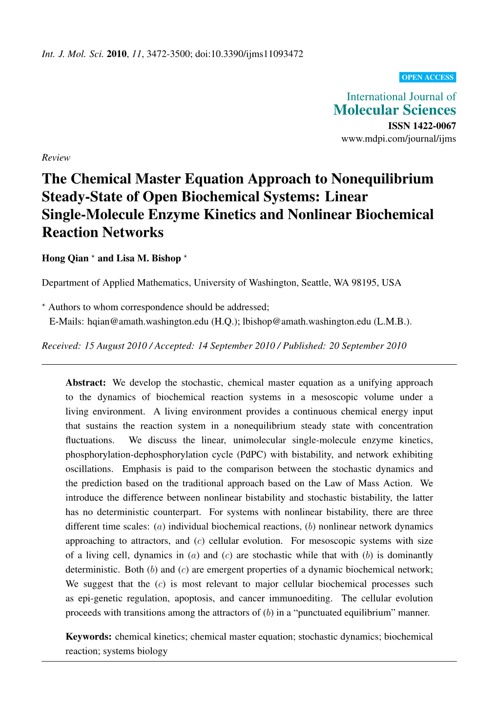 The Chemical Master Equation Approach to Nonequilibrium