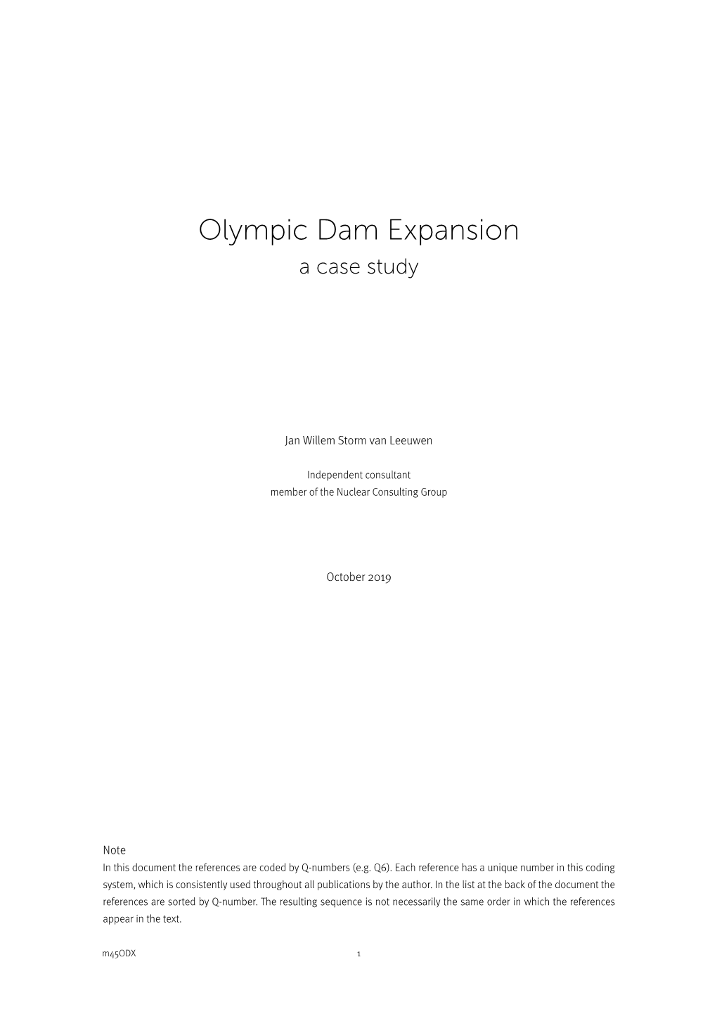 Olympic Dam Expansion a Case Study