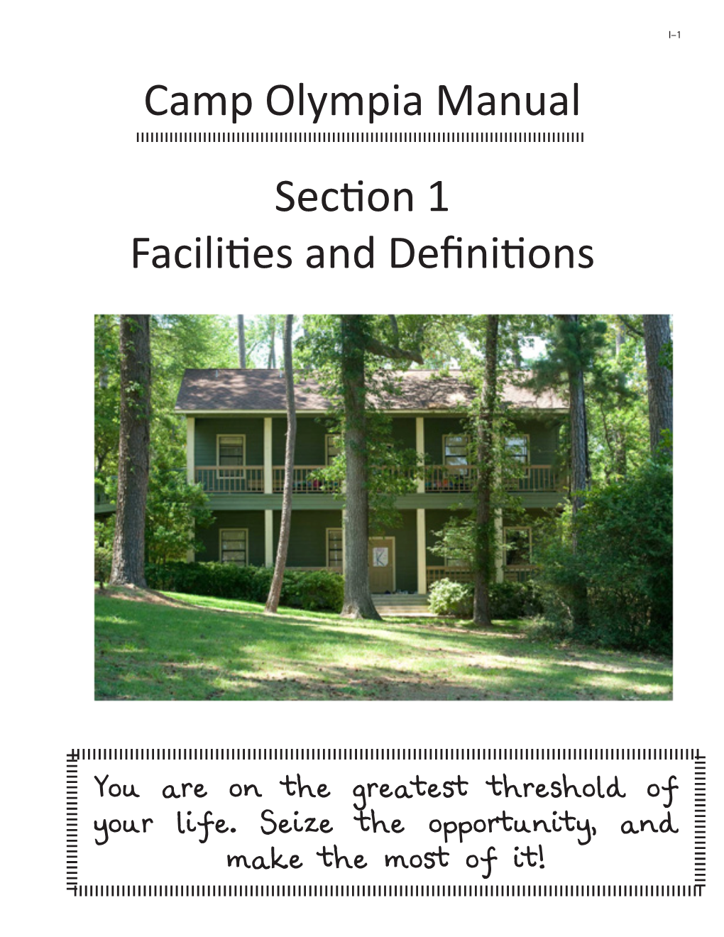 Camp Olympia Manual Section 1 Facilities and Definitions