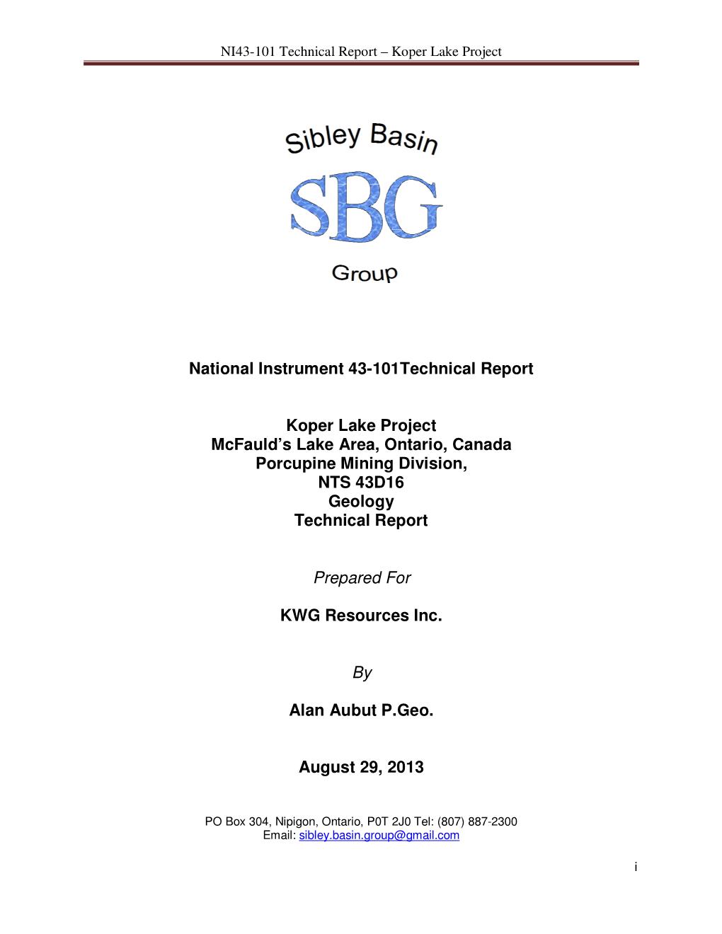 National Instrument 43-101Technical Report