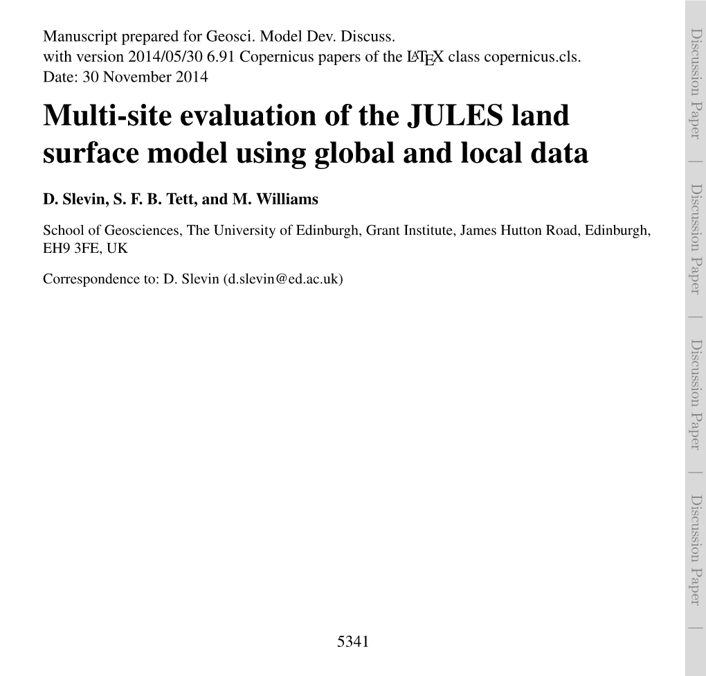 Multi-Site Evaluation of the JULES Land Surface Model Using Global