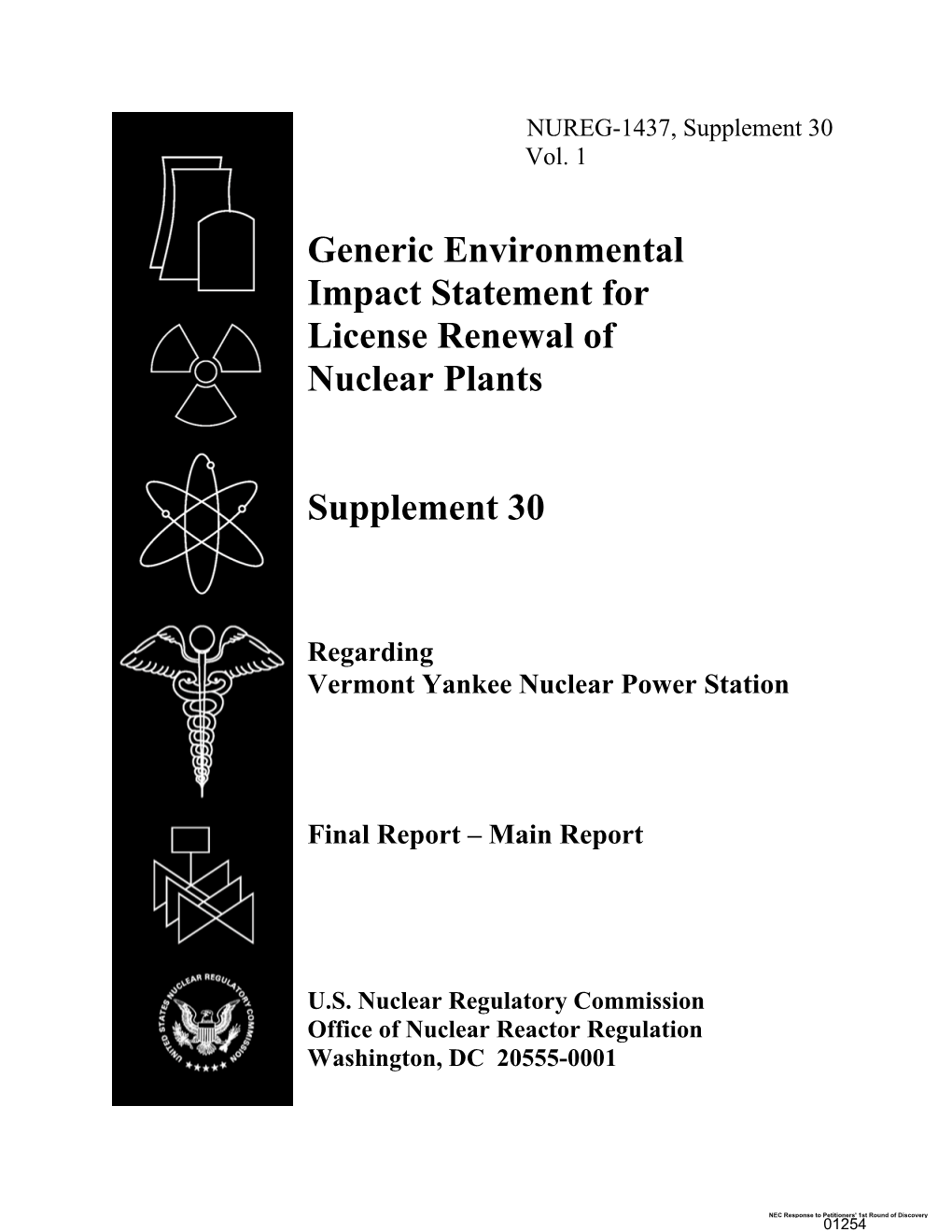 Generic Environmental Impact Statement for the License Renewal of Nuclear Plants: Regarding