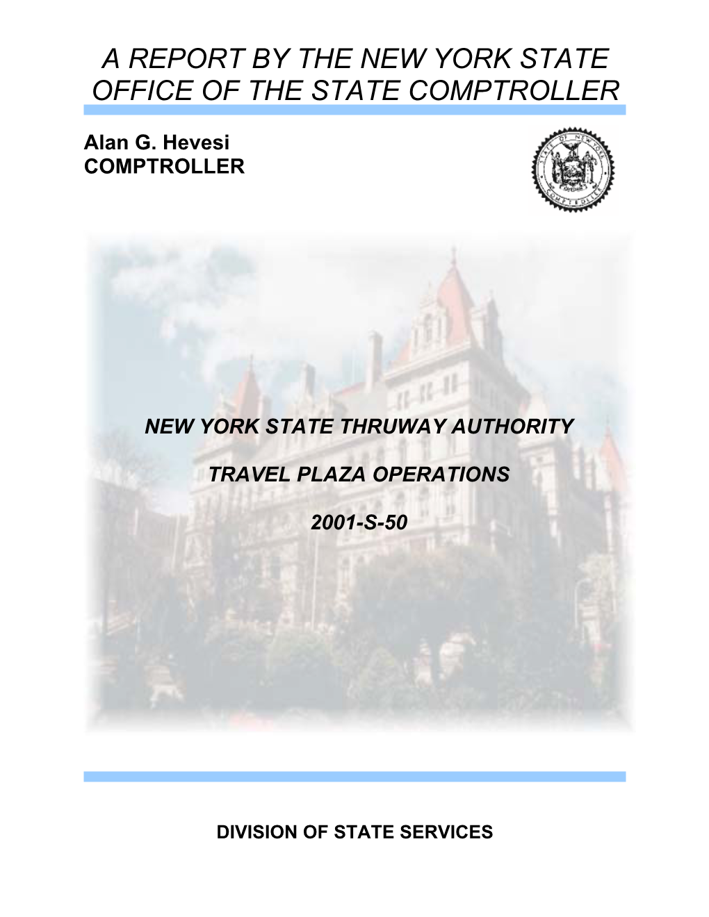 New York State Thruway Authority Travel Plaza Operations 2001-S-50