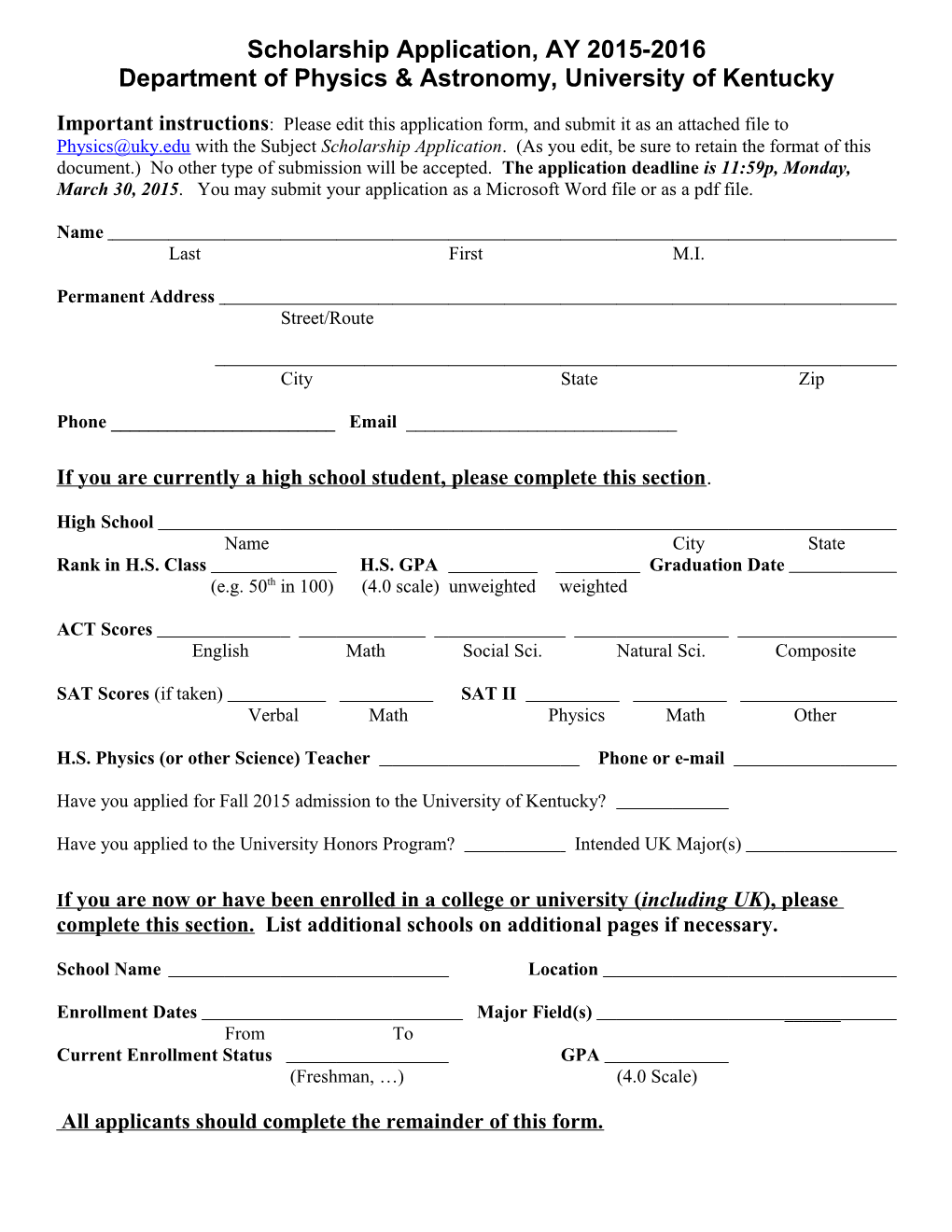 Application Form for Scholarships in Physics s1