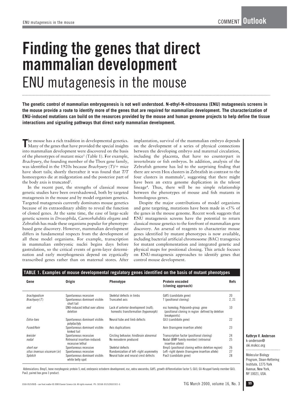 Finding the Genes That Direct Mammalian Development ENU Mutagenesis in the Mouse