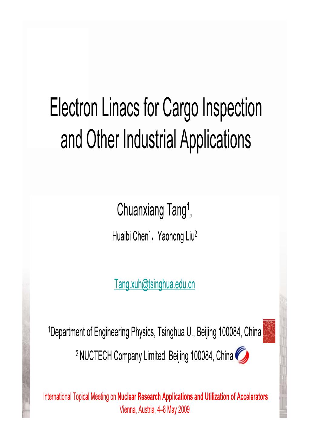 Electron Linacs for Cargo Inspection and Other Industrial Applications