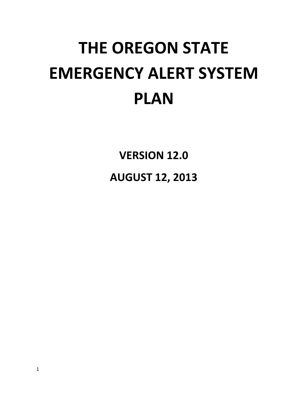 The Oregon State Emergency Alert System Plan