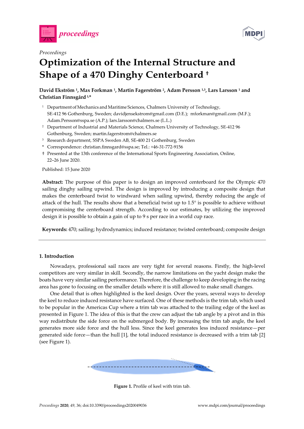 Optimization of the Internal Structure and Shape of a 470 Dinghy Centerboard †