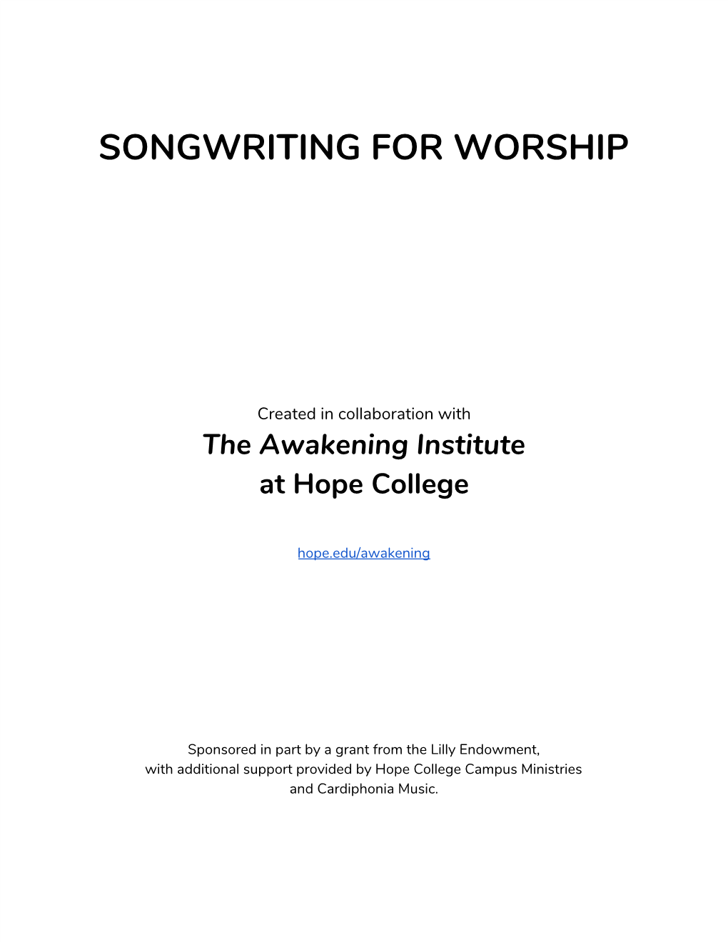 Songwriting for Worship