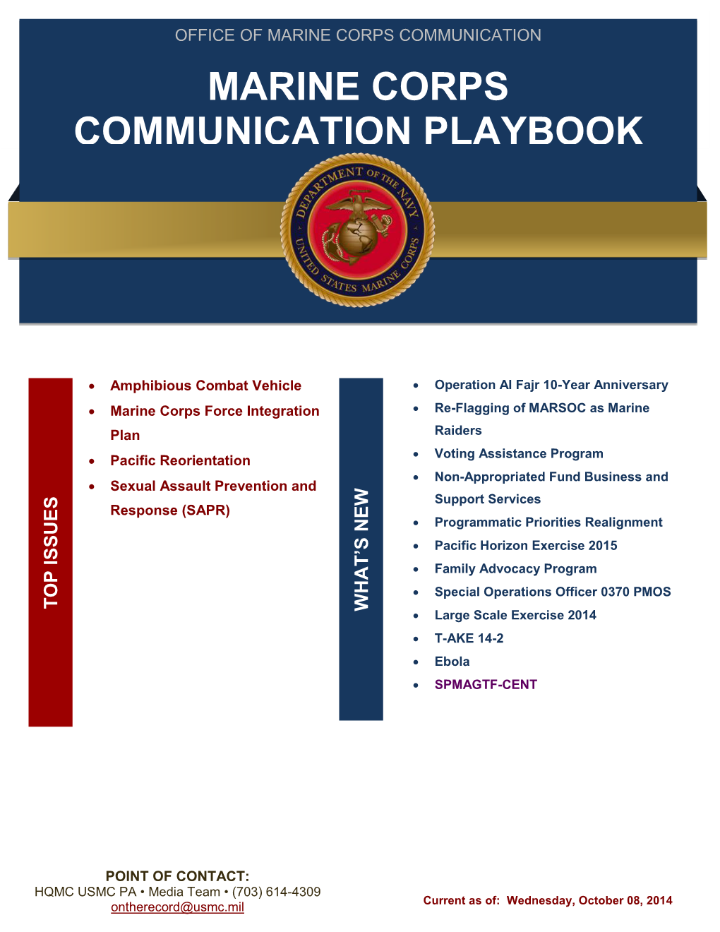 MARINE CORPS COMMUNICATION PLAYBOOK Post-Tr