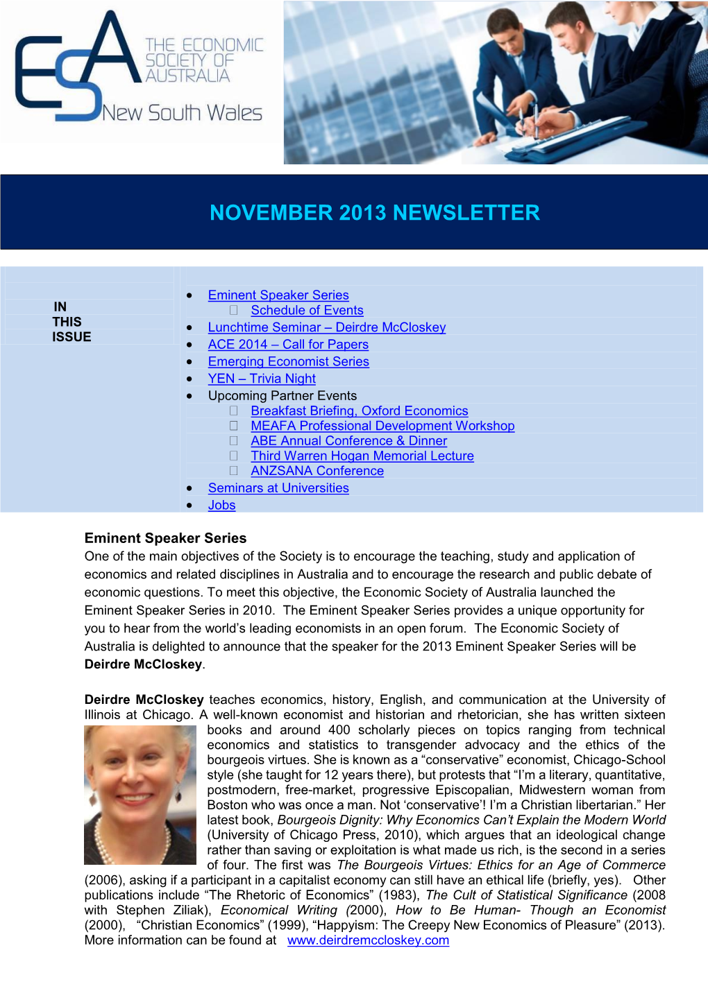 November 2013 Newsletter