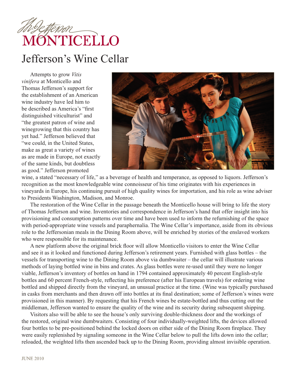 Thomas Jefferson's Wine Cellar