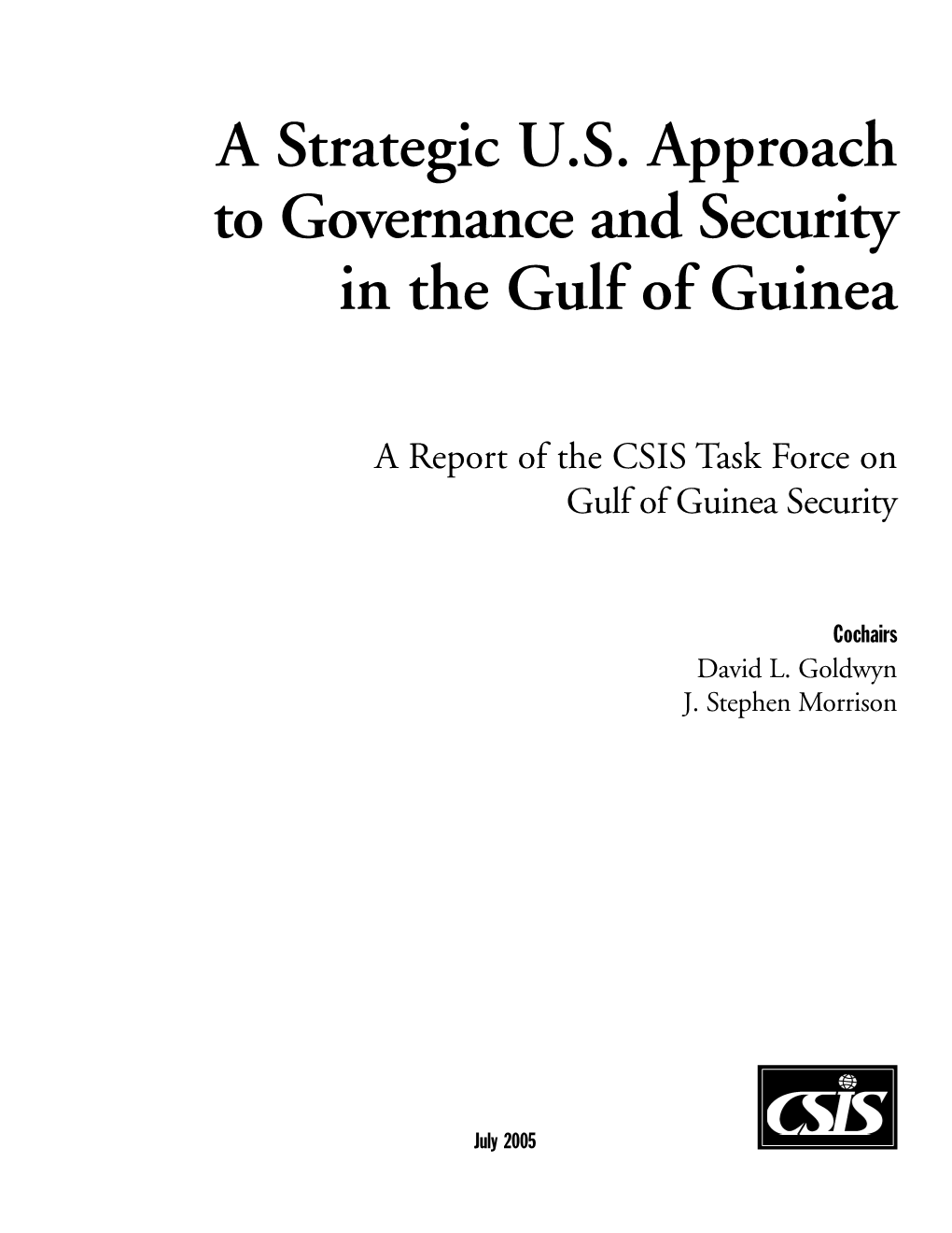 A Report of the CSIS Task Force on Gulf of Guinea Security