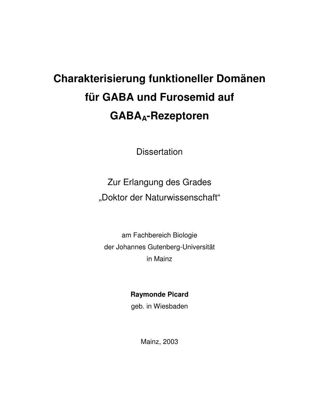 Charakterisierung Funktioneller Domänen Für GABA Und Furosemid Auf