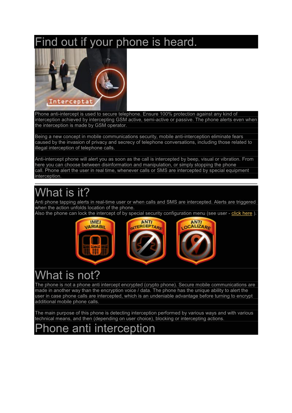 What Is Not? Phone Anti Interception