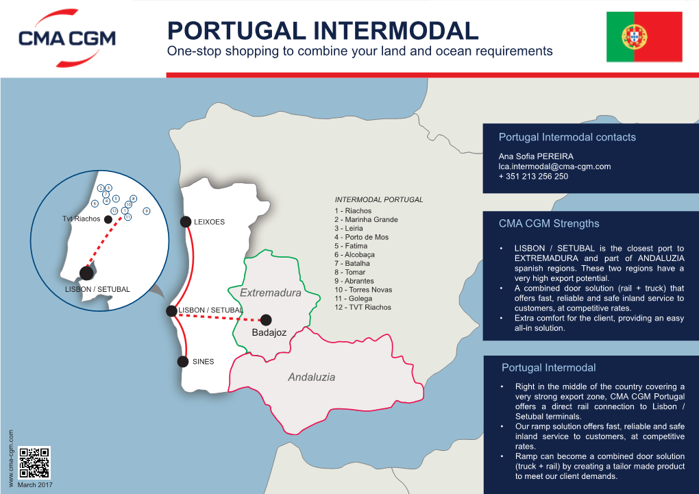 PORTUGAL INTERMODAL One-Stop Shopping to Combine Your Land and Ocean Requirements