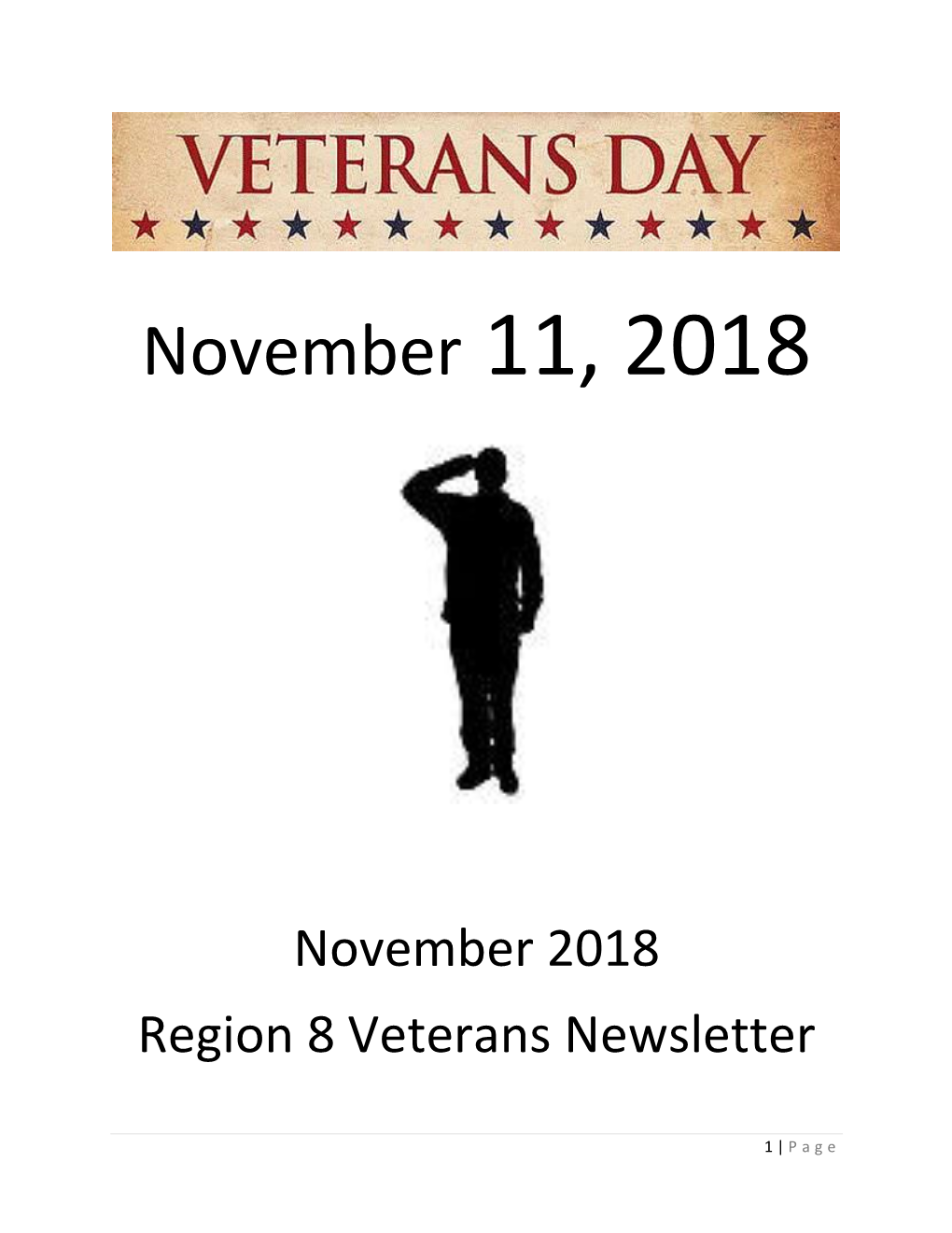 November 2018 Region 8 Veterans Newsletter