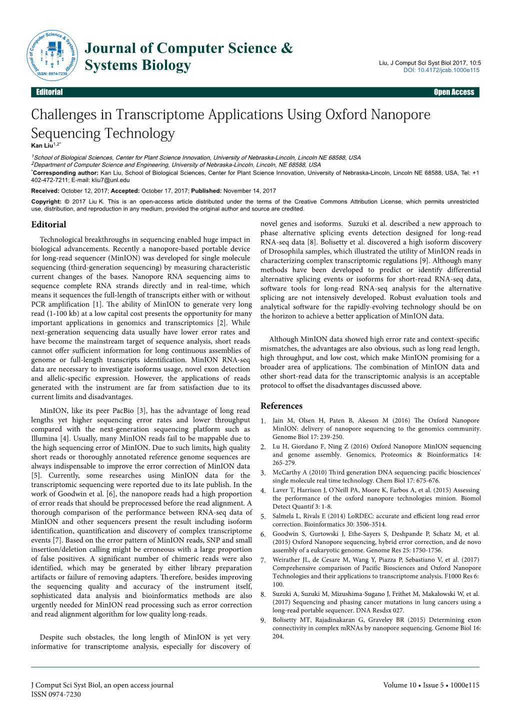 Challenges in Transcriptome Applications Using Oxford