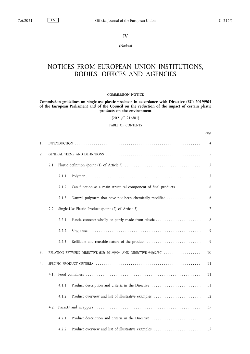 Commission Guidelines on Single-Use Plastic Products in Accordance With