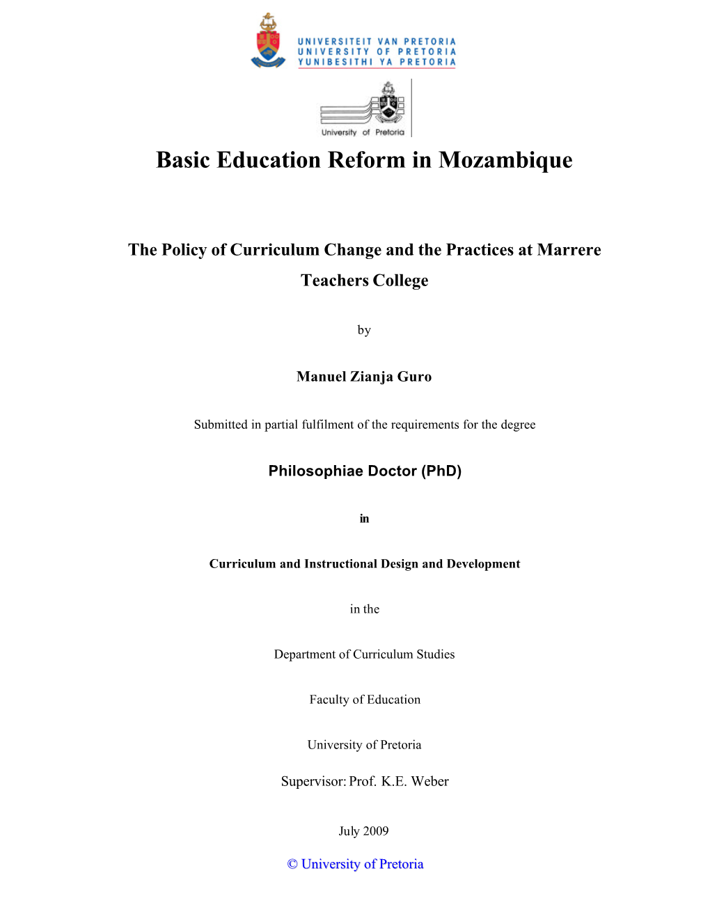 Basic Education Reform in Mozambique