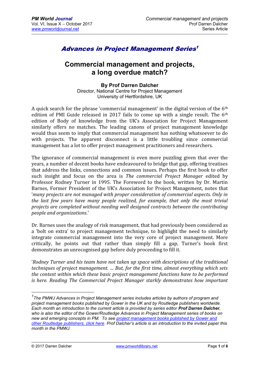 Commercial Management and Projects Vol