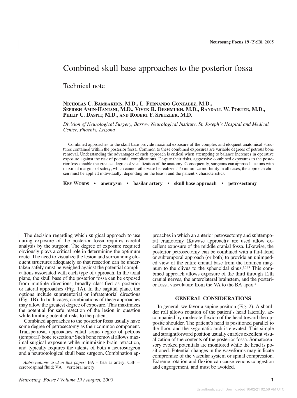 Combined Skull Base Approaches to the Posterior Fossa