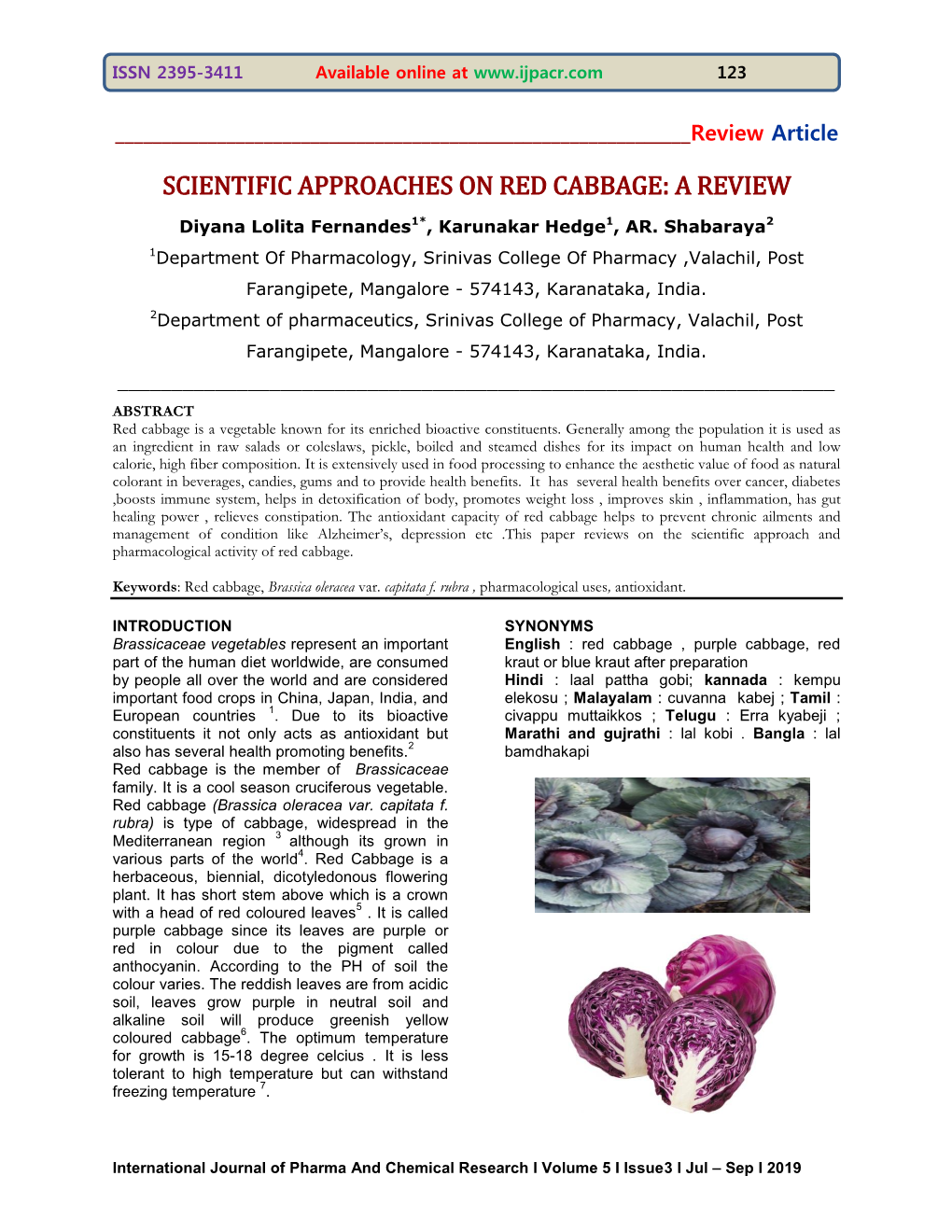 Scientific Approaches on Red Cabbage: a Review