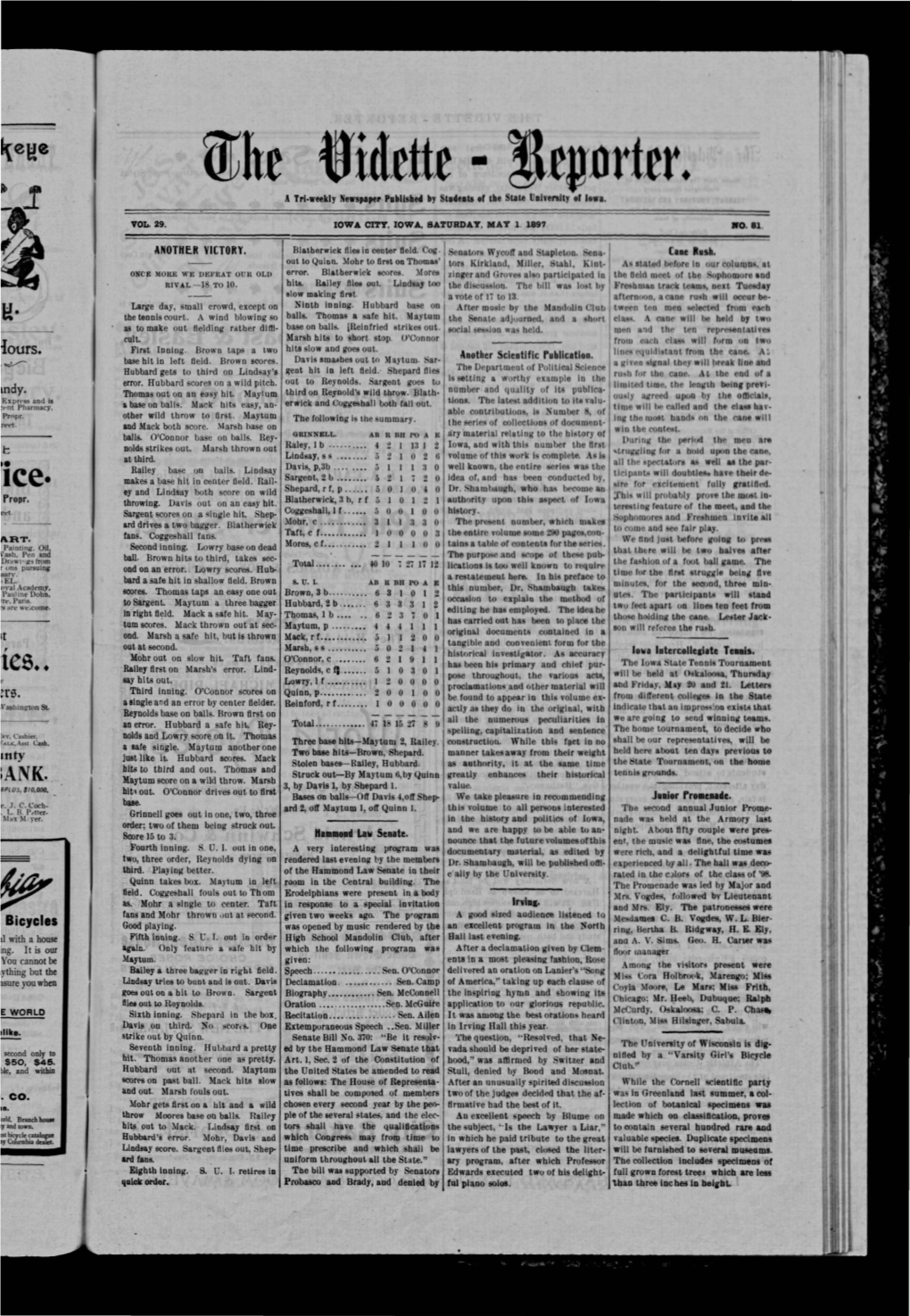 Vidette-Reporter (Iowa City, Iowa), 1897-05-01