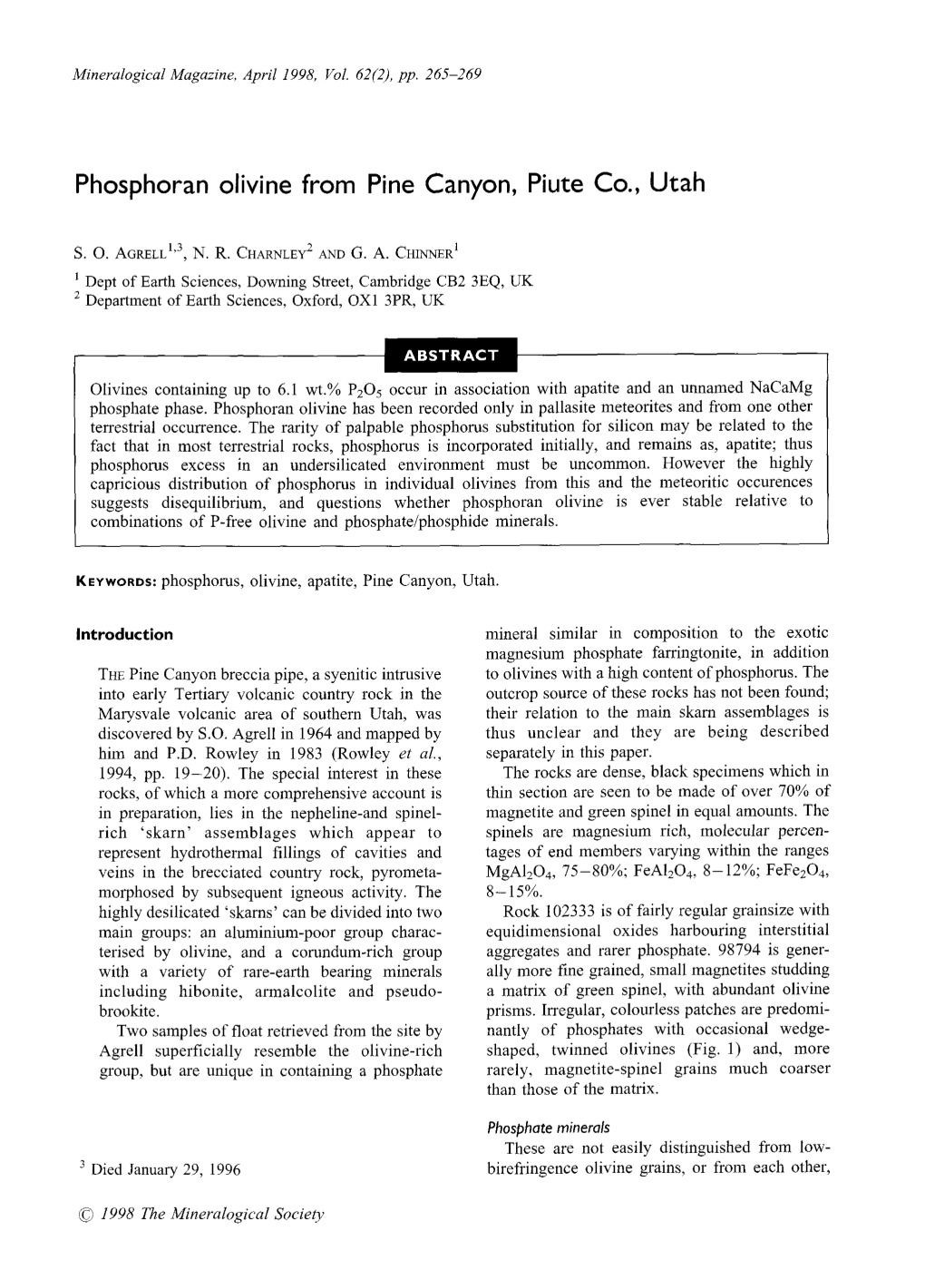 Phosphoran Olivine from Pine Canyon, Piute Co., Utah